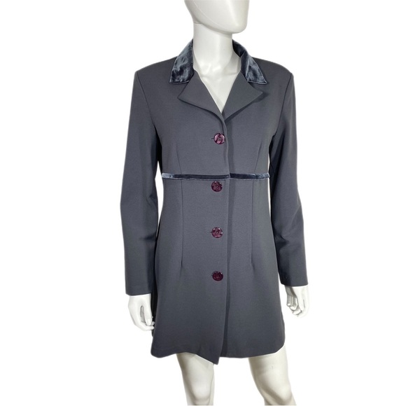 My Michelle Dress Length Lightweight Velvet Collar Jacket - Picture 1 of 7
